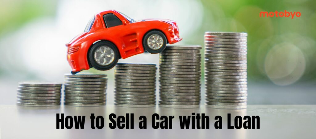 Sell a car with a loan banner image - red toy car over coins